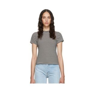 Re/Done Black and White Striped Classic T-shirt Cotton Size XS